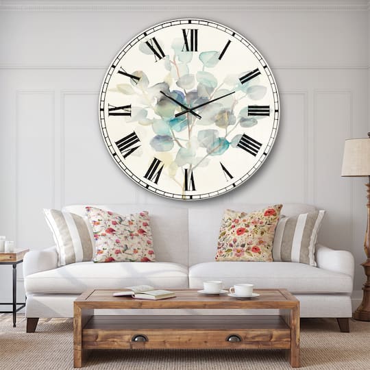 Designart Eucalyptus Leaves I Traditional Wall Clock